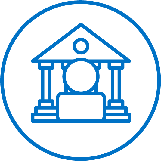 Bank Icon Blue Background PNG
