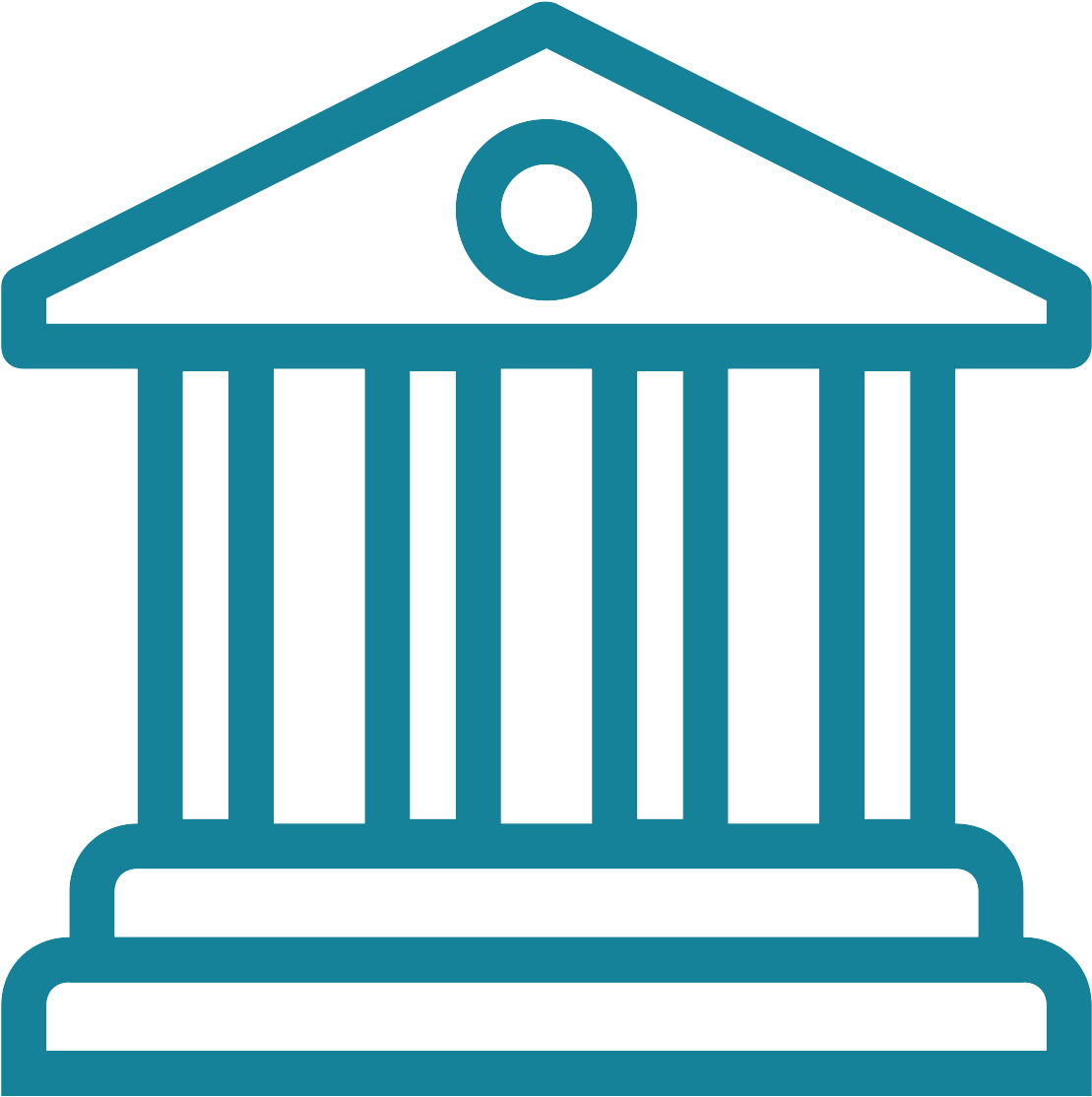 Bank Icon Blue Outline PNG