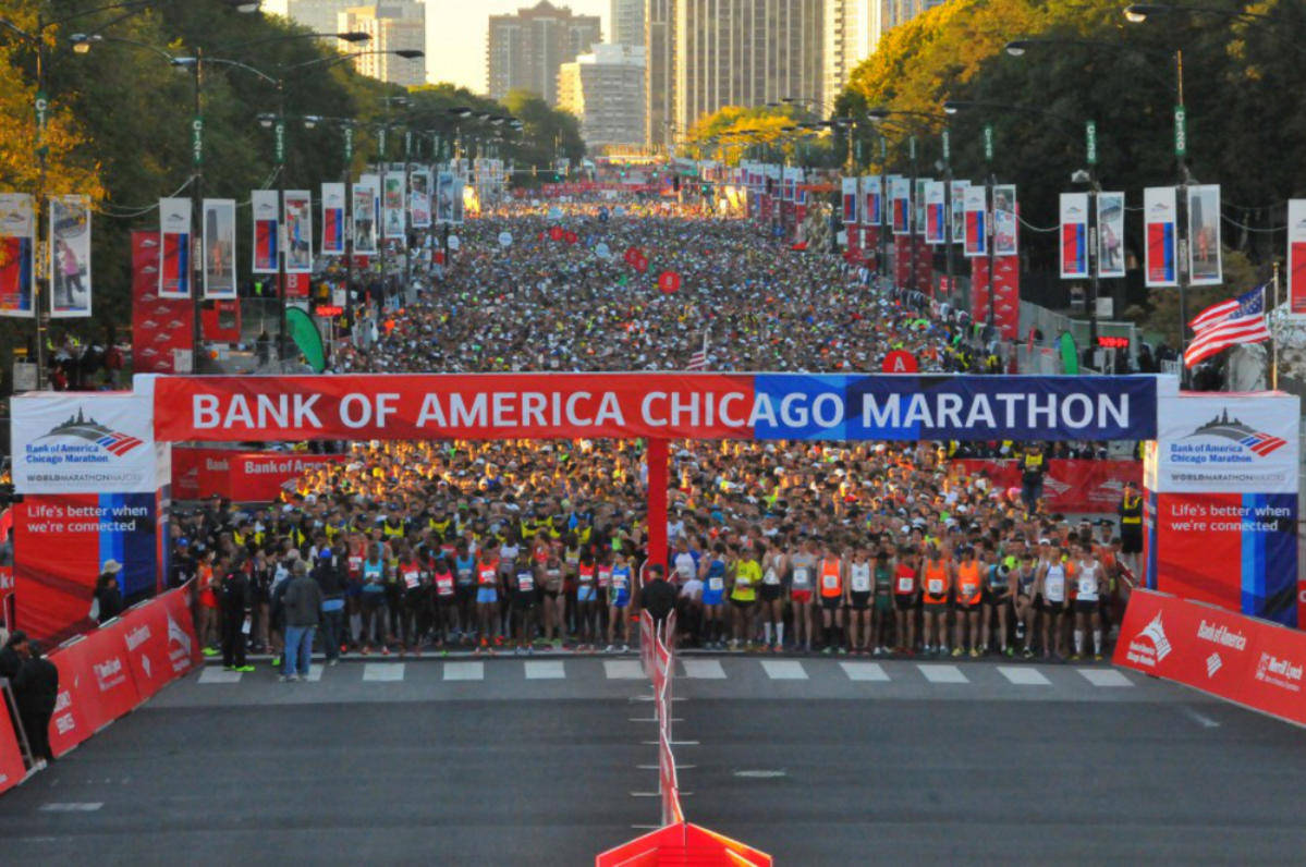 Bancoda America Maratona De Chicago. Papel de Parede
