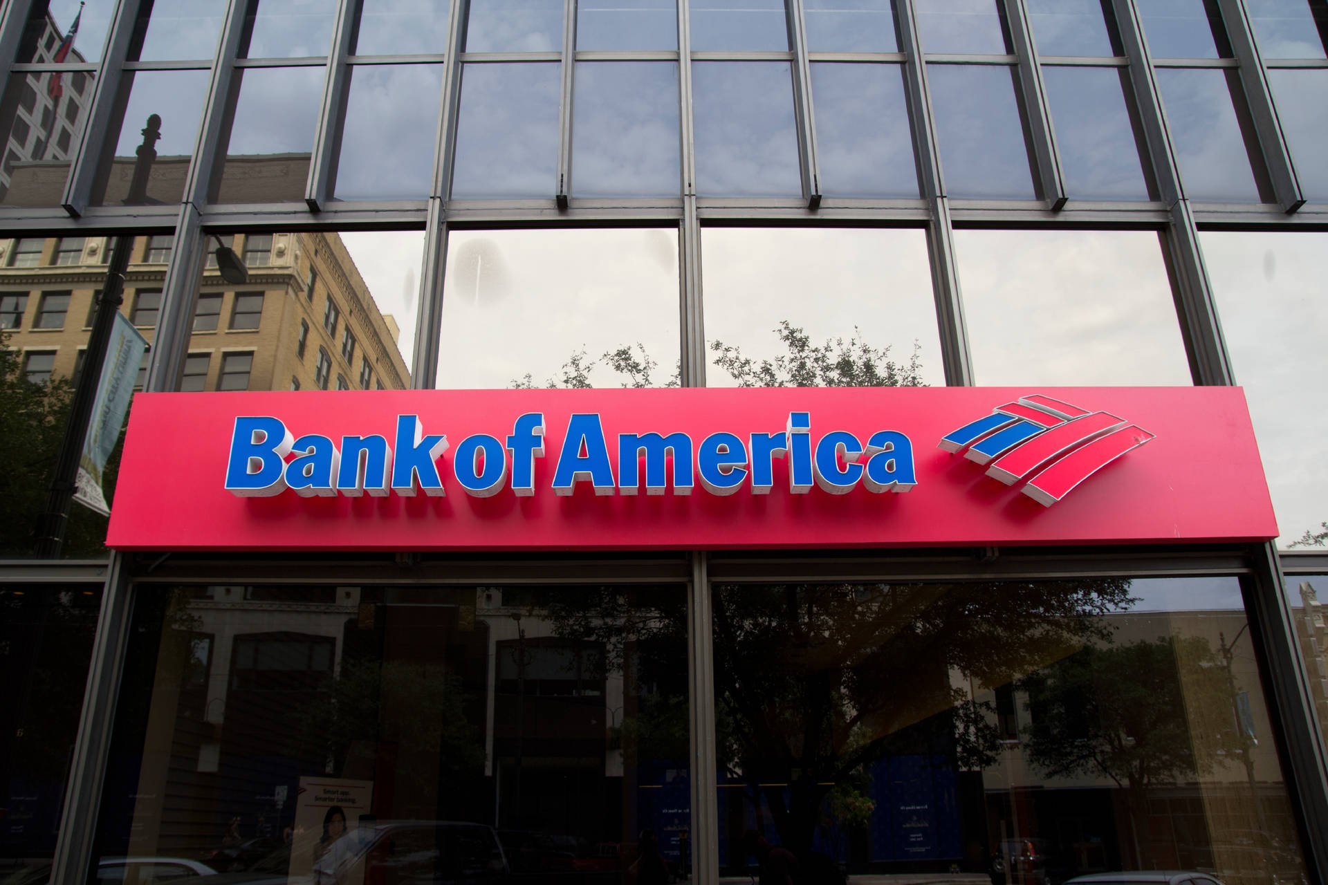 Bank Of America Entrance Signage Background