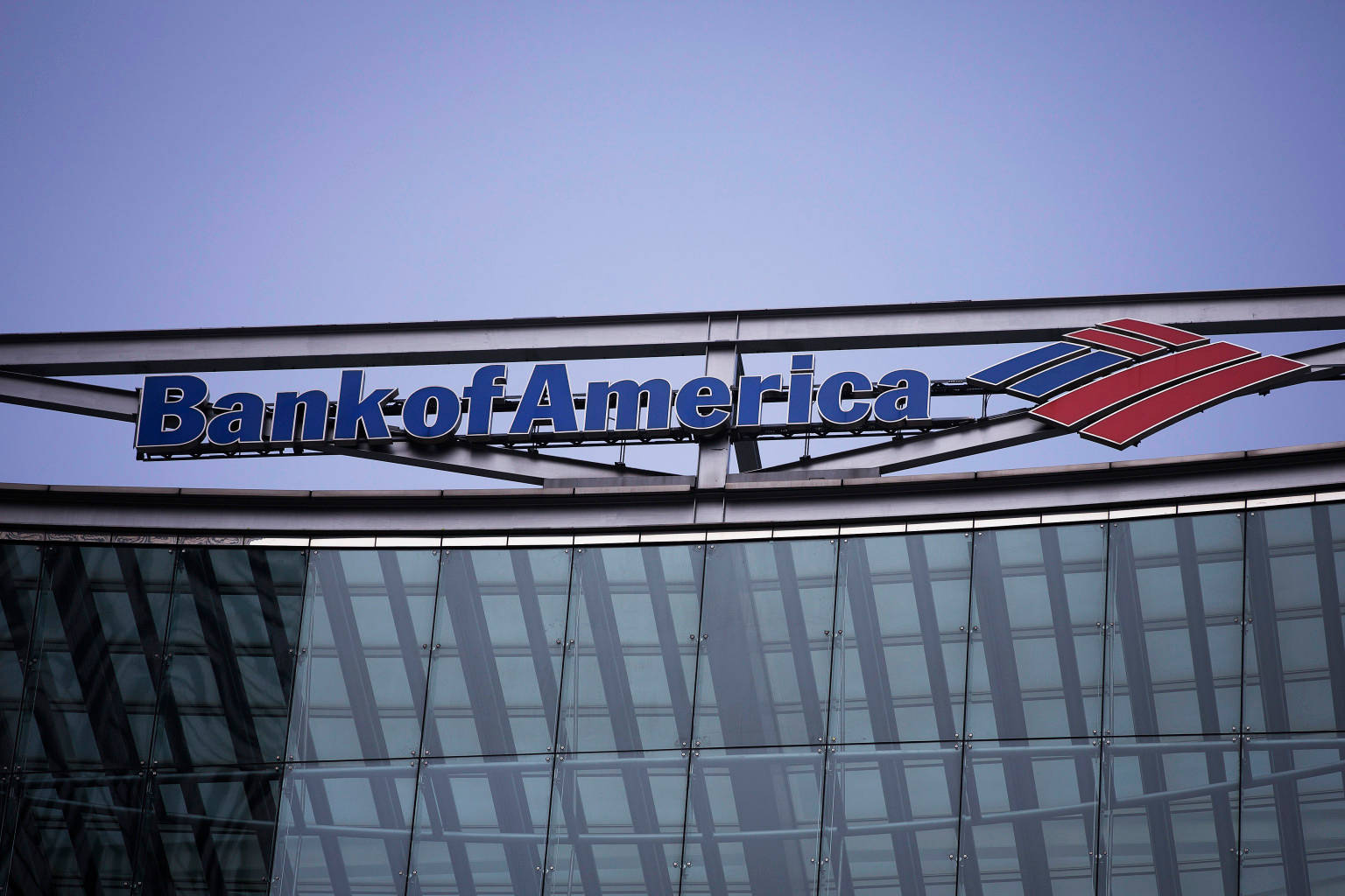 Bank Of America Roof Lettering Signage Background
