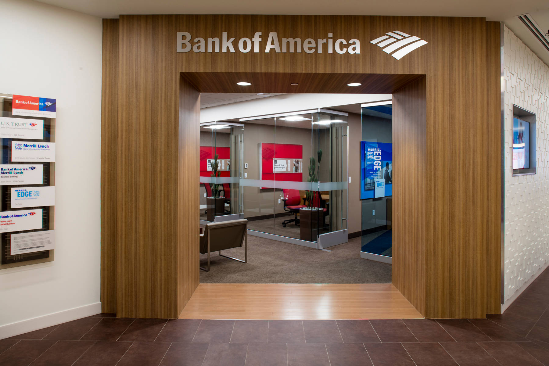 Bank Of America Wooden Entryway Background