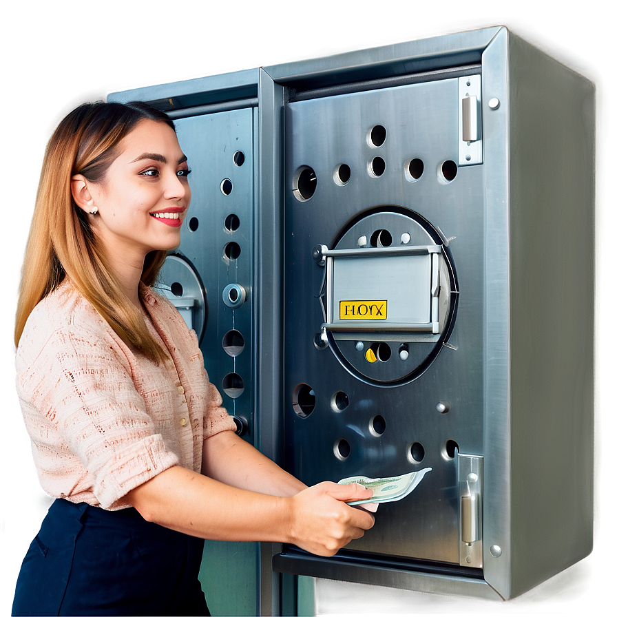 Bank Vault With Cashier Png 06262024 PNG