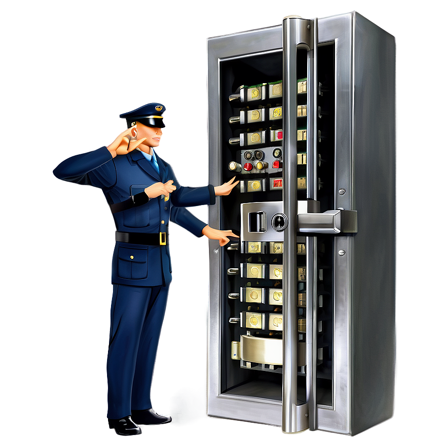 Bank Vault With Guard Png 06262024 PNG
