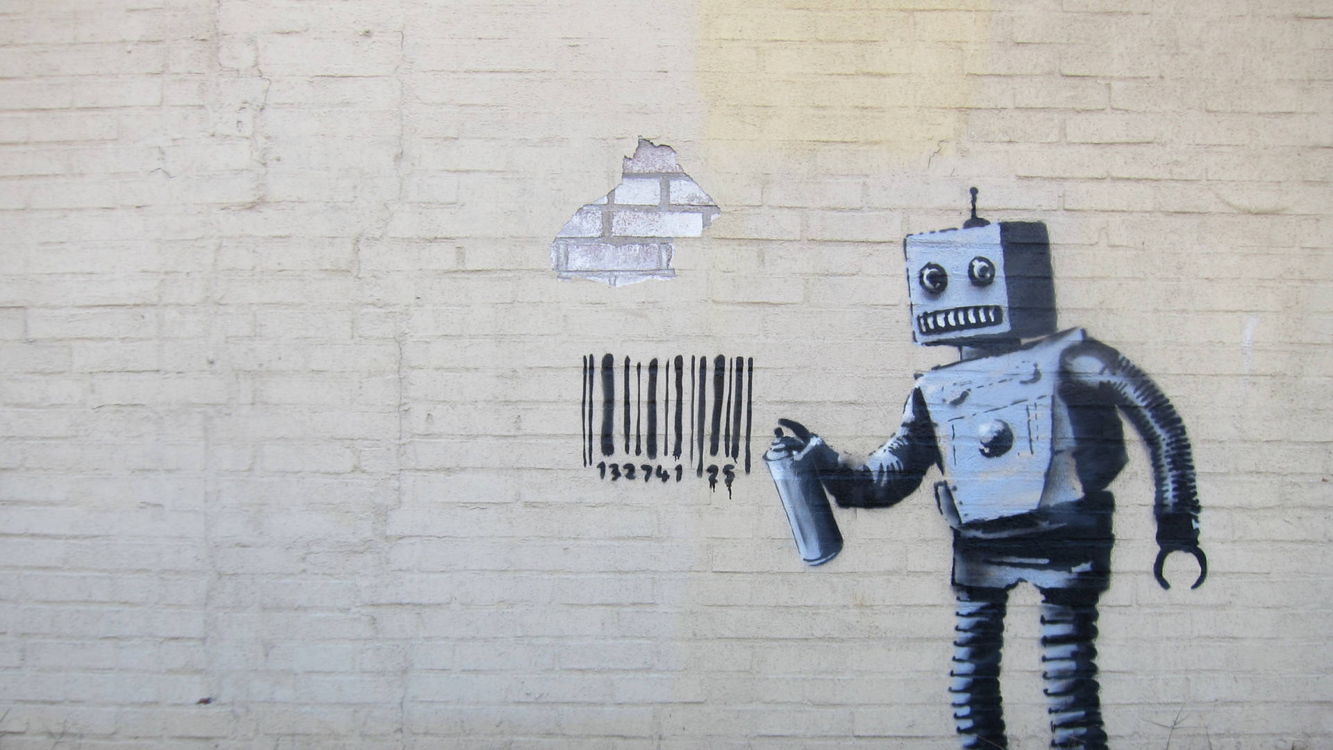 Banksy Barcode Robot Wallpaper