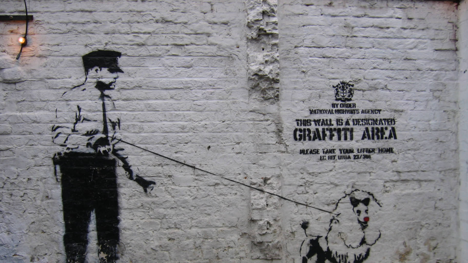 Designadopela Banksy Como Área De Grafite. Papel de Parede