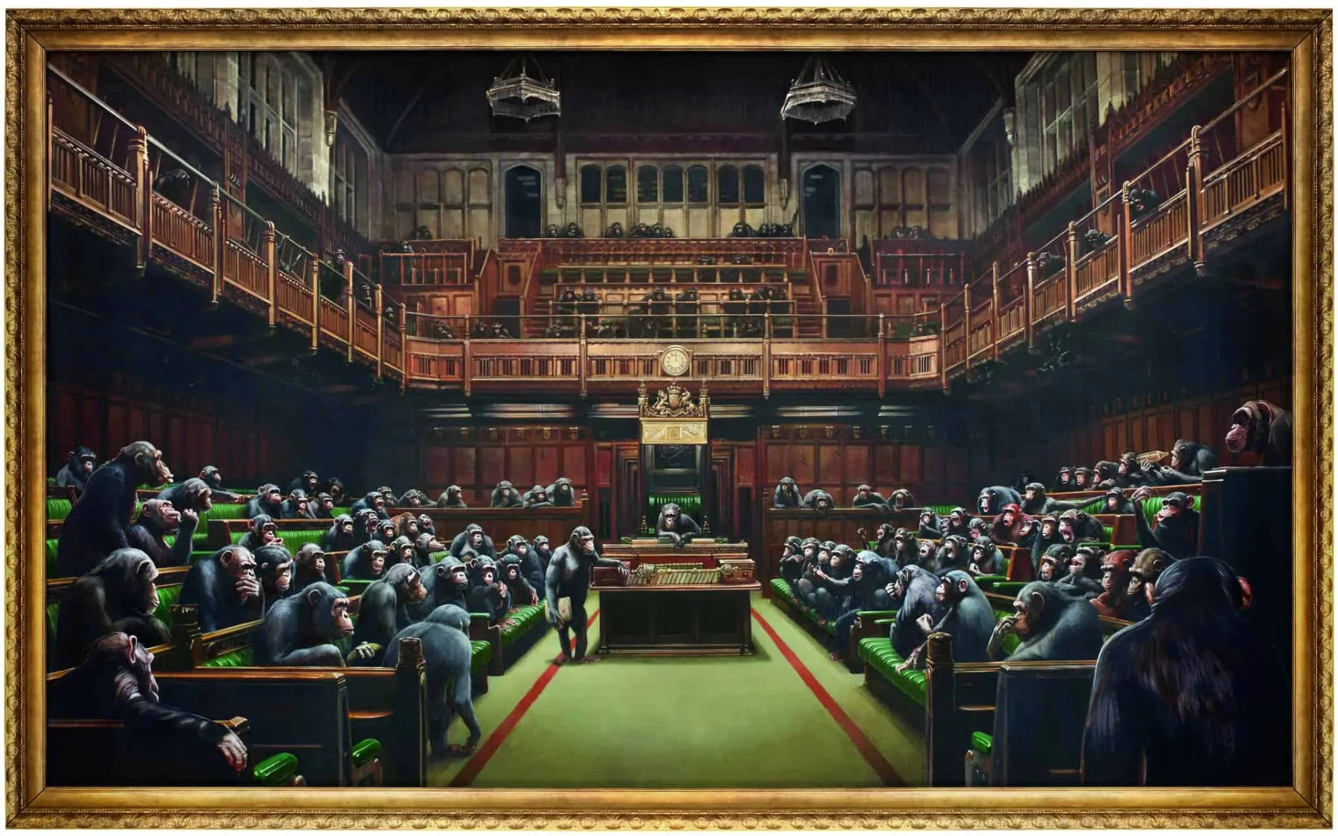Banksy Devolved Parliament Painting Wallpaper