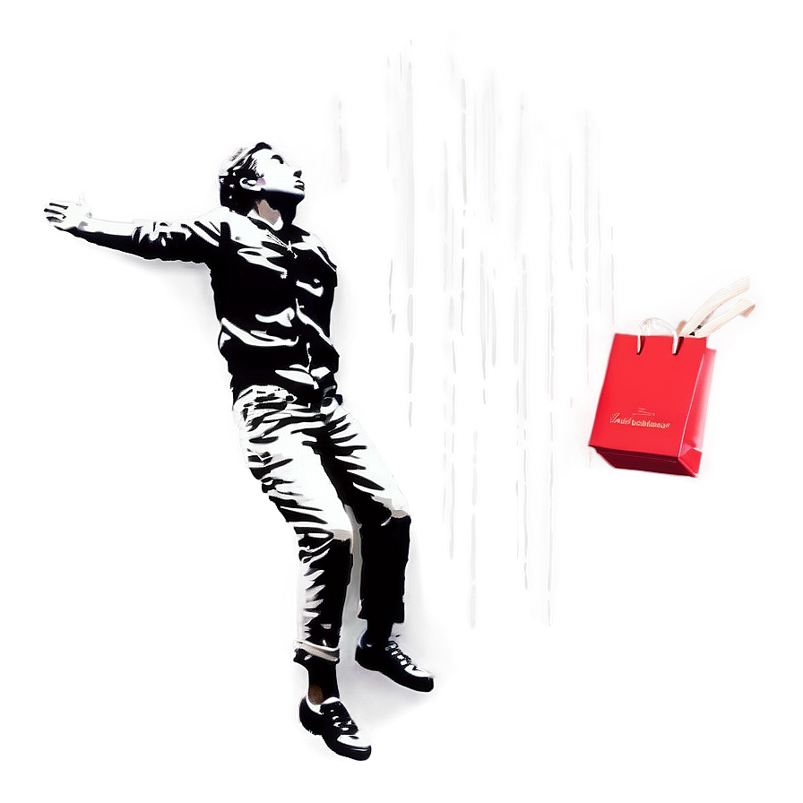 Banksy Falling Shopper Png 06232024 PNG