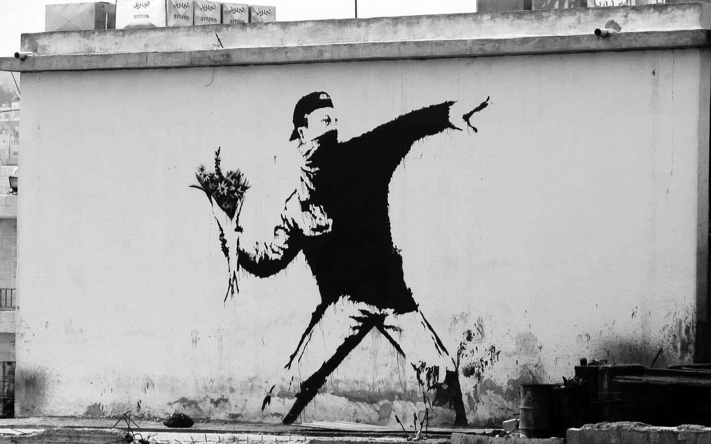Taubenim Flug Mit Graffiti Von Banksy.