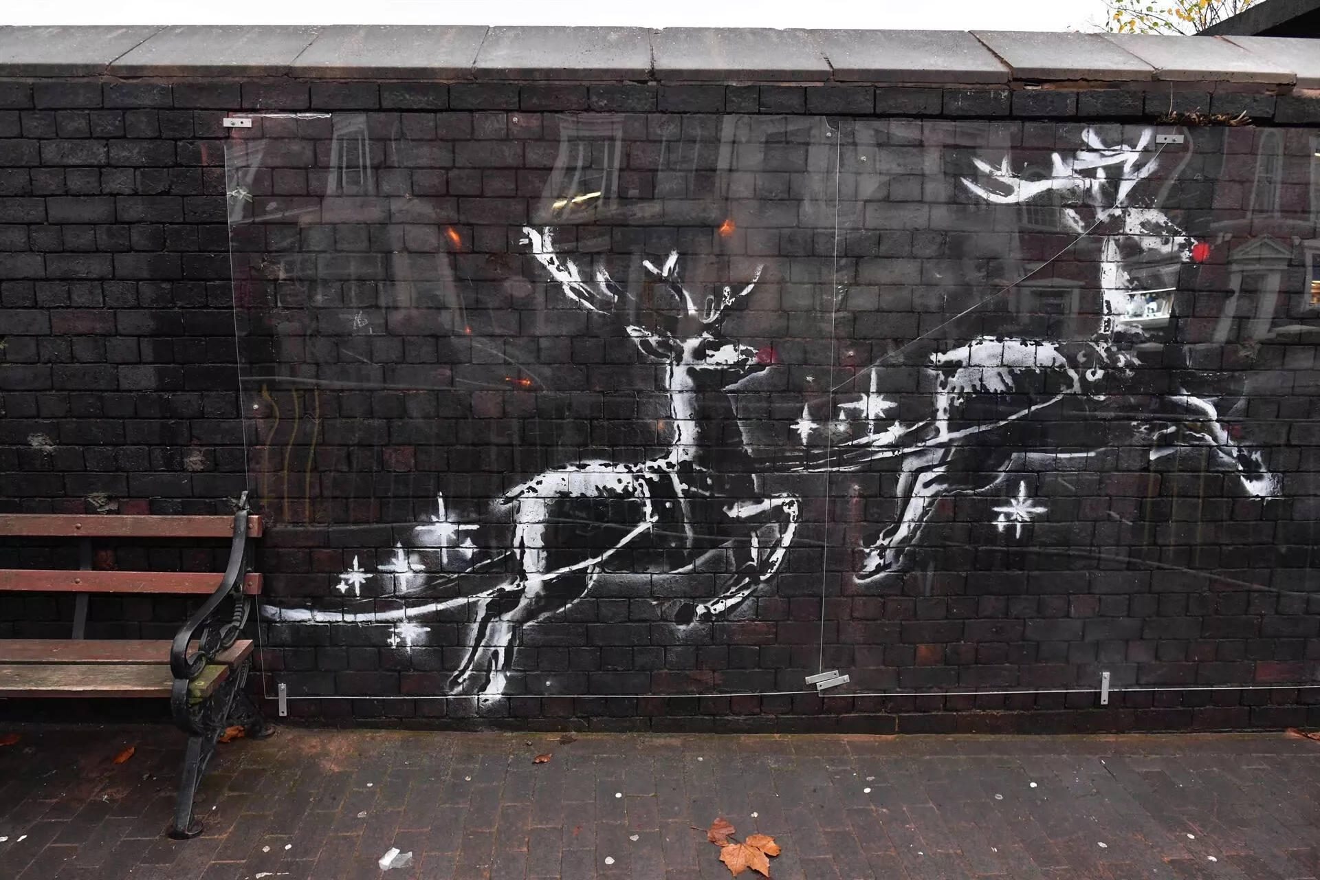 Banksy Reindeers Take Off Art Wallpaper