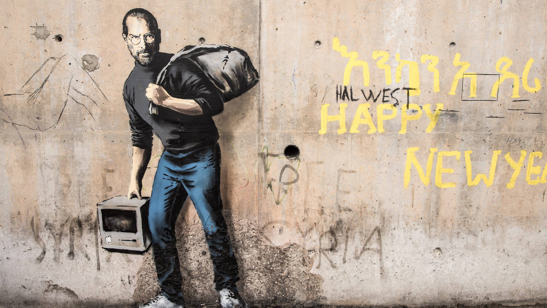 Banksy Steve Jobs Mural Wallpaper