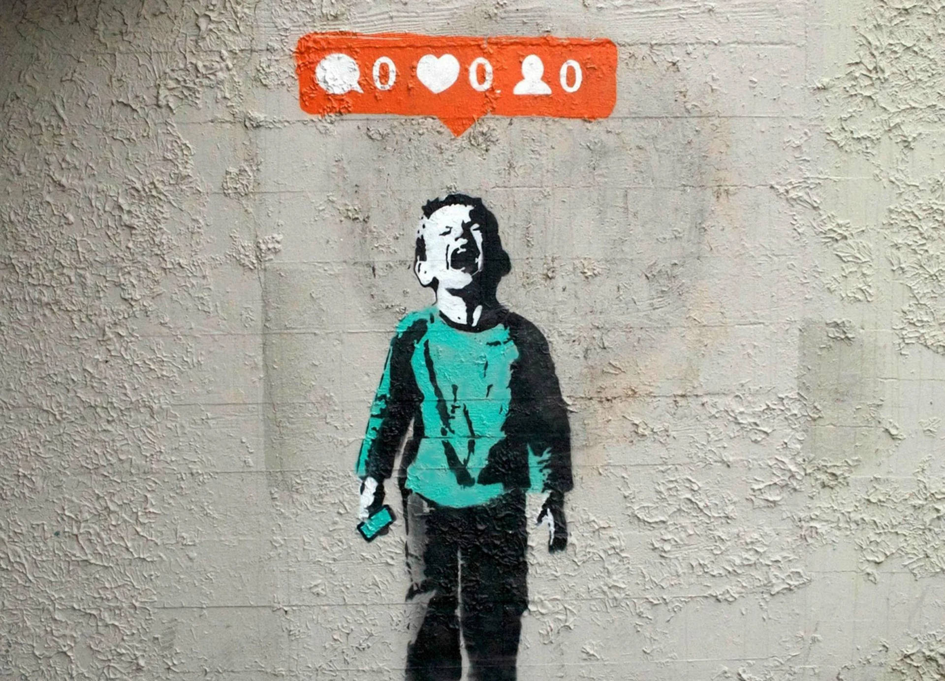 Banksy Style Zero Boy Art Wallpaper