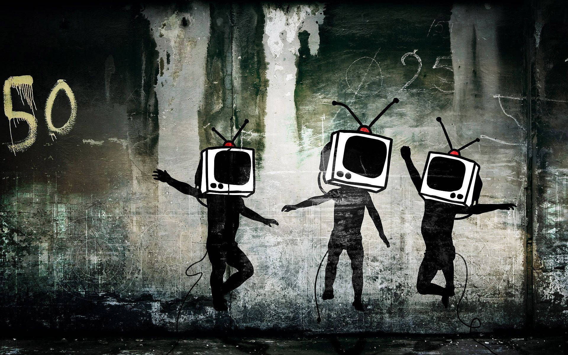 Banksy TV-hoved Wallpaper