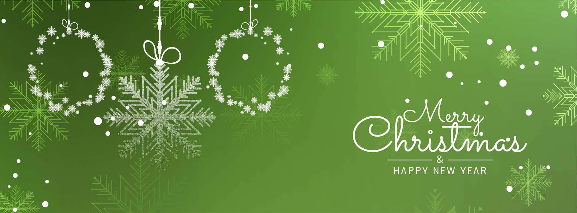 Eingrüner Hintergrund Mit Schneeflocken Und Einem Fröhlichen Weihnachten.