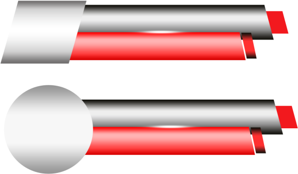 Banner Scroll Design Elements PNG — Abstract geometric shapes with red silver and white stripes on black background.