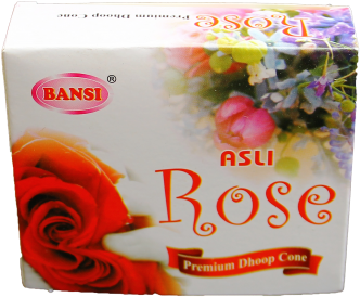 Bansi Asli Rose Dhoop Cone Packaging PNG