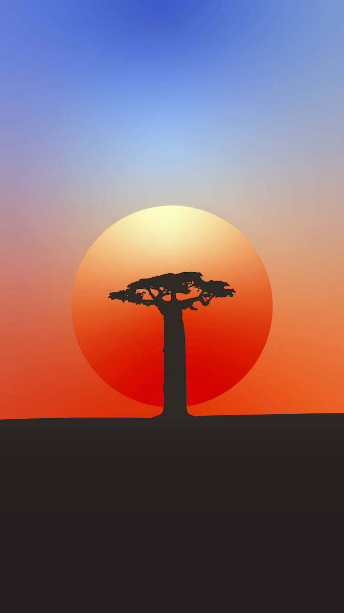 Baobab Tree Vector Art Africa iPhone Wallpaper