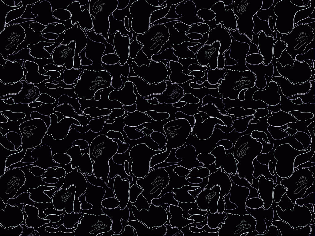 Bape Black And White Camo Pattern Background