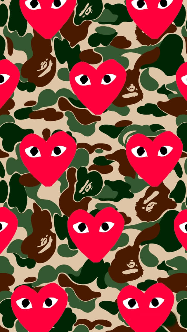 Bape Army Camo And Cdg Play Hearts Wallpaper