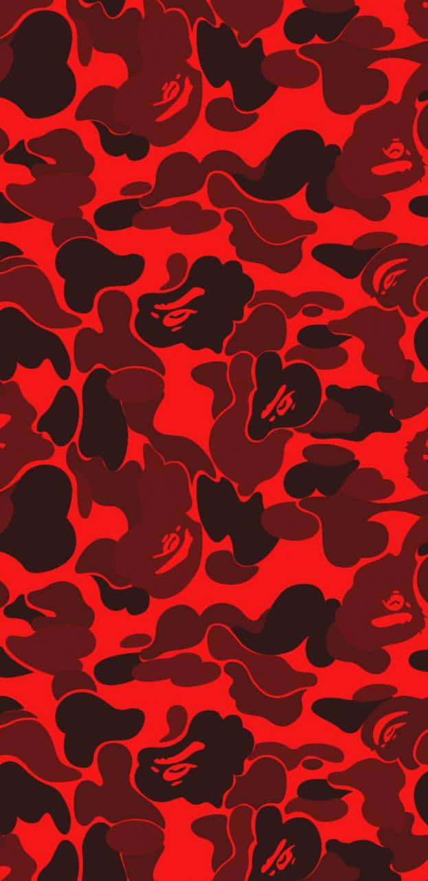 Bape Red Shades Camo Pattern Wallpaper