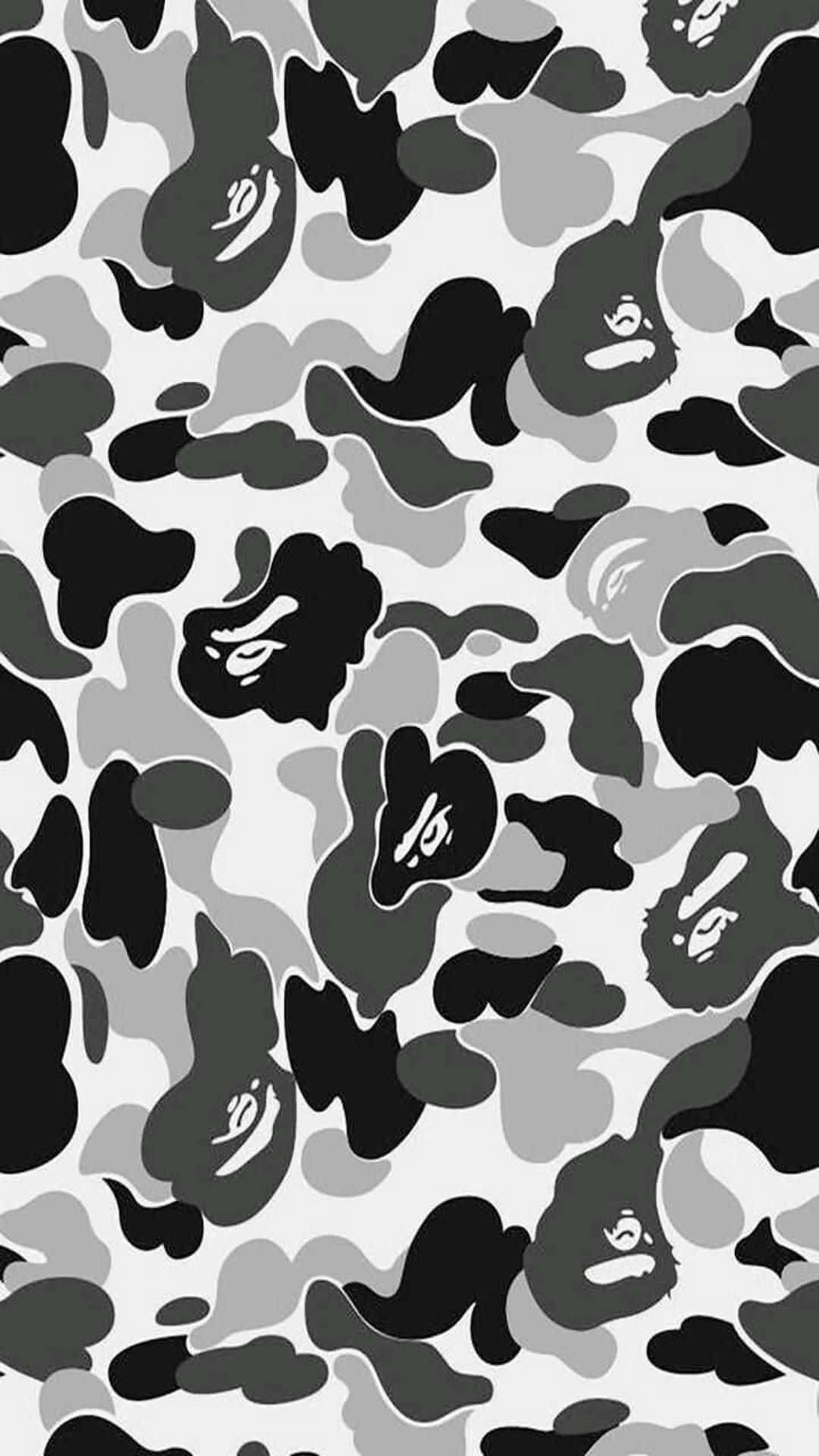 Bape Camouflage Pattern Shark Motif Wallpaper