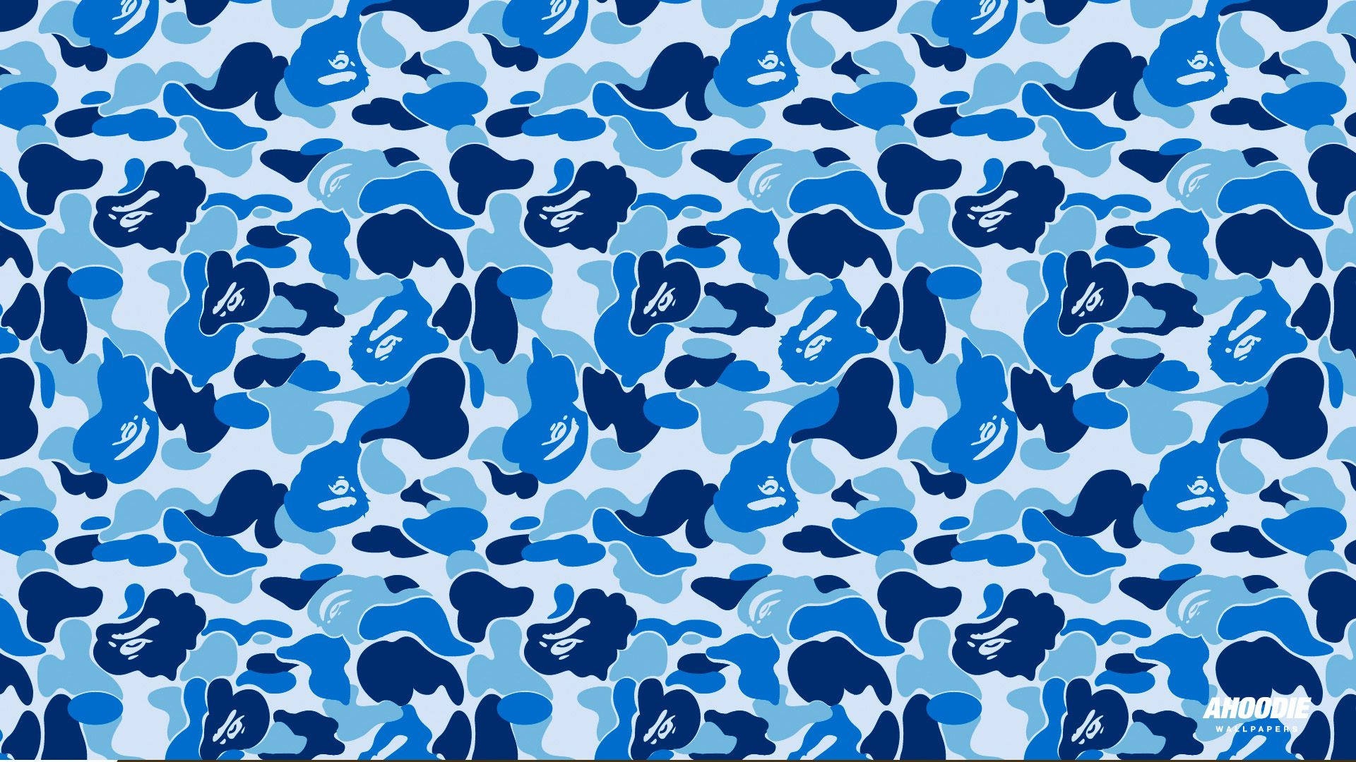 Up to date with BAPE's classic blue camo design Wallpaper