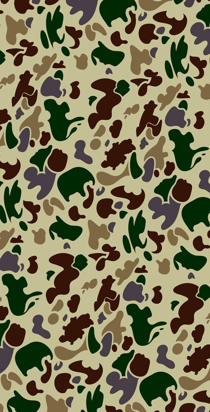 Bape Green And Brown Camo Background