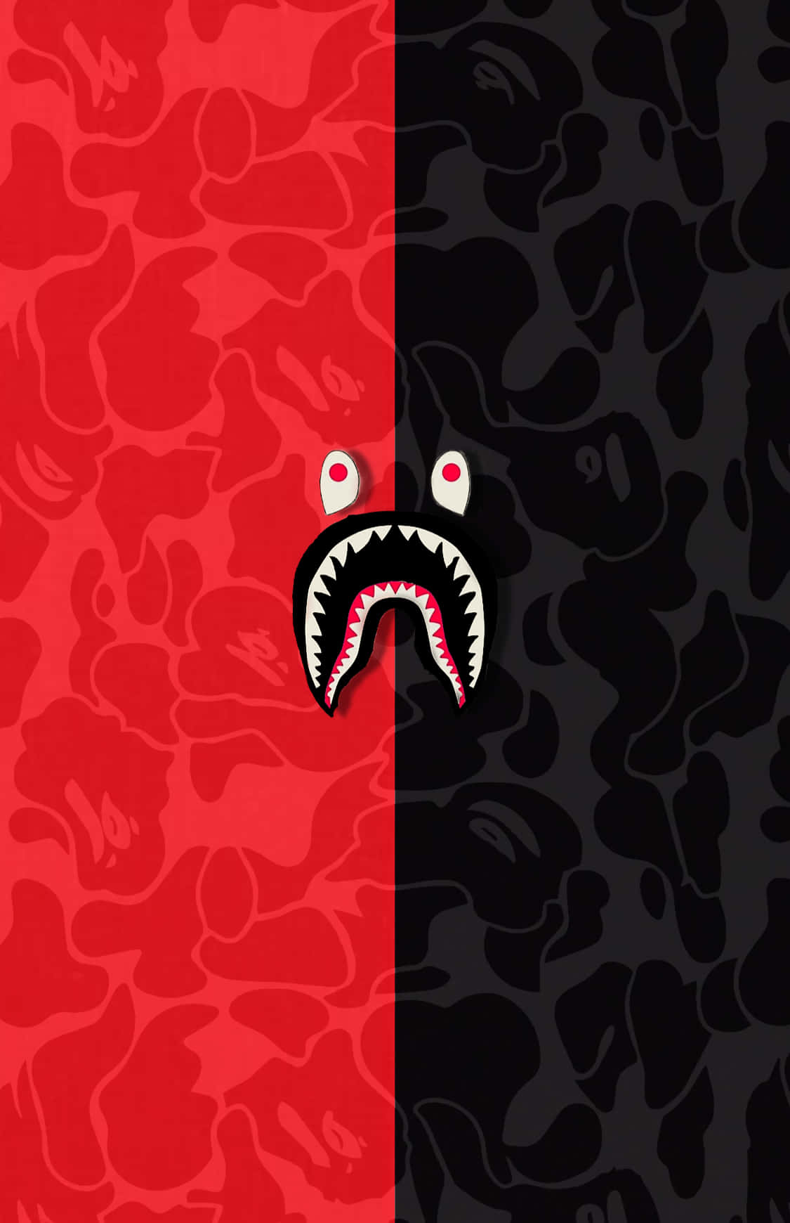 En badende abe rød og sort camo tapet Wallpaper