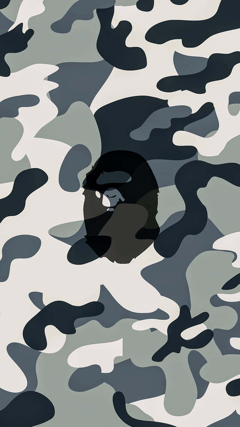 Ensvart Och Grå Kamouflagemönster Med En Svart Cirkel Wallpaper