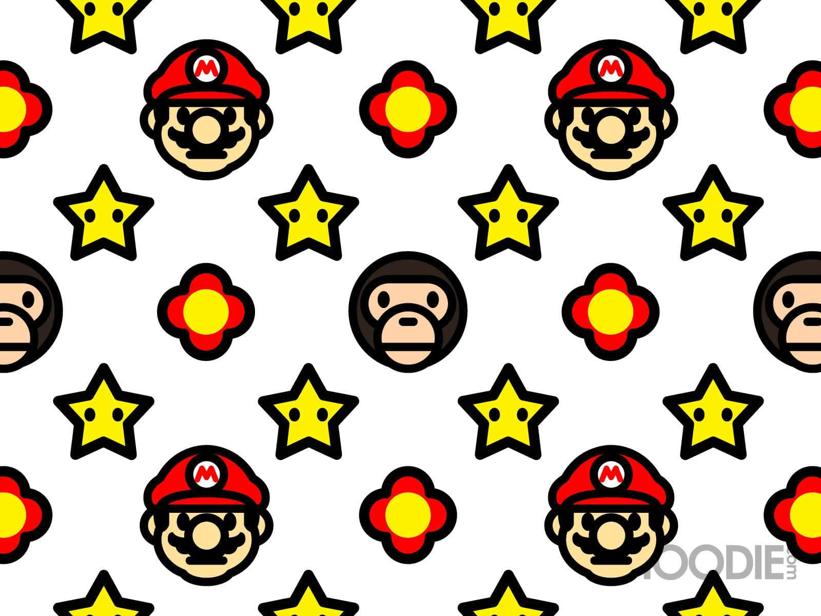 A Pattern With A Mario And Star Pattern Wallpaper