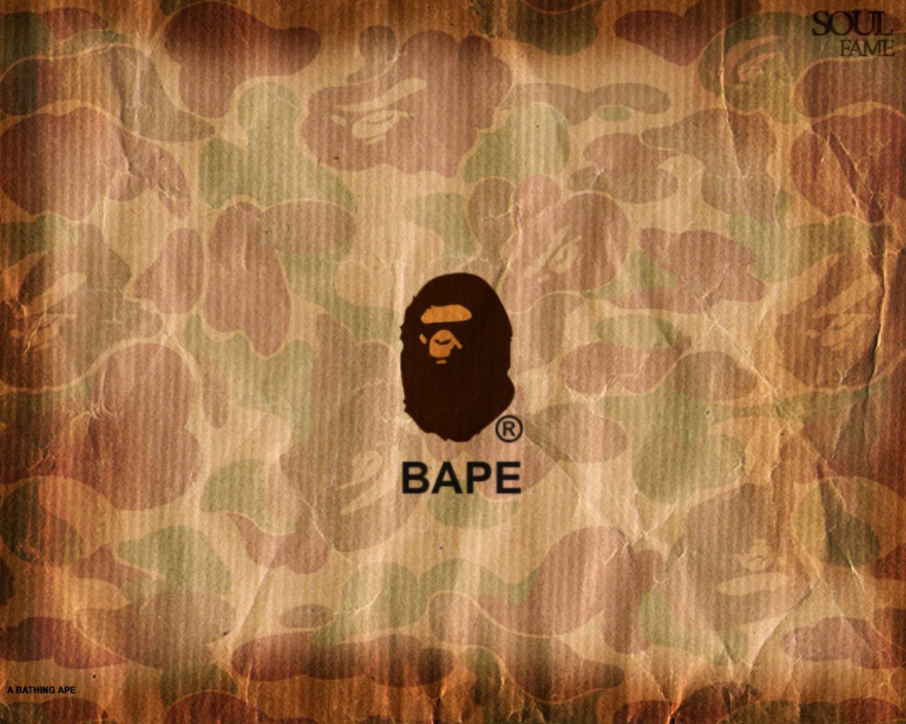 Bape Logo In Crumpled Bag Background