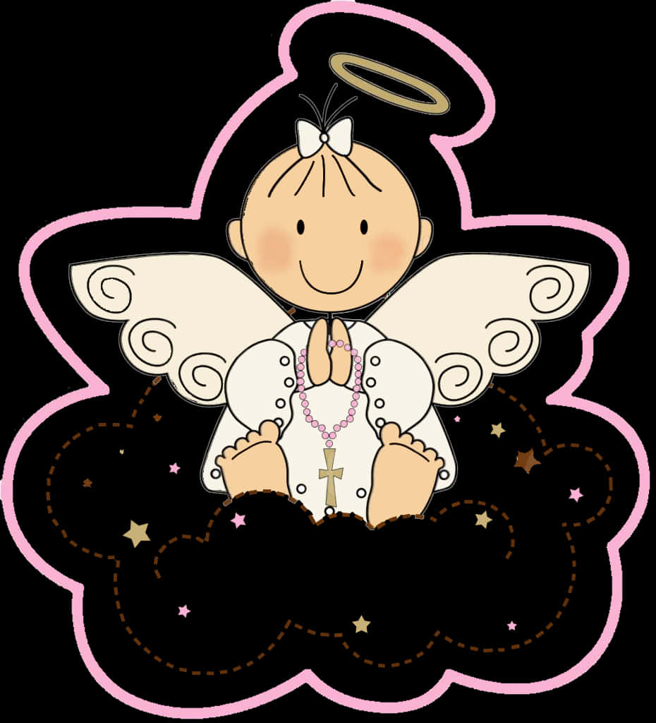 Download Baptism Angel Cartoon Illustration | Wallpapers.com