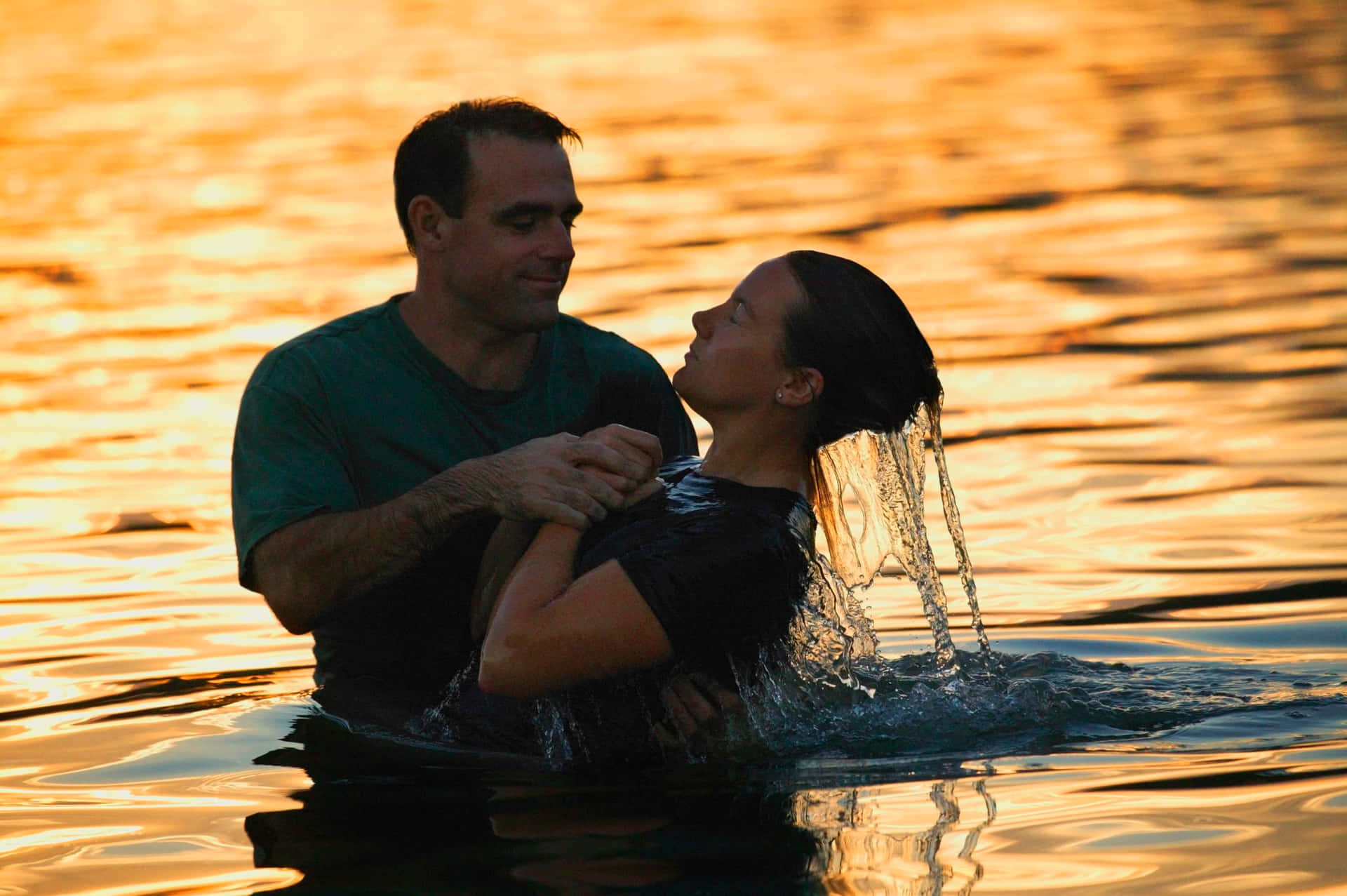 a man and woman in the water
