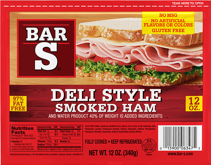 Bar S Deli Style Smoked Ham Package PNG