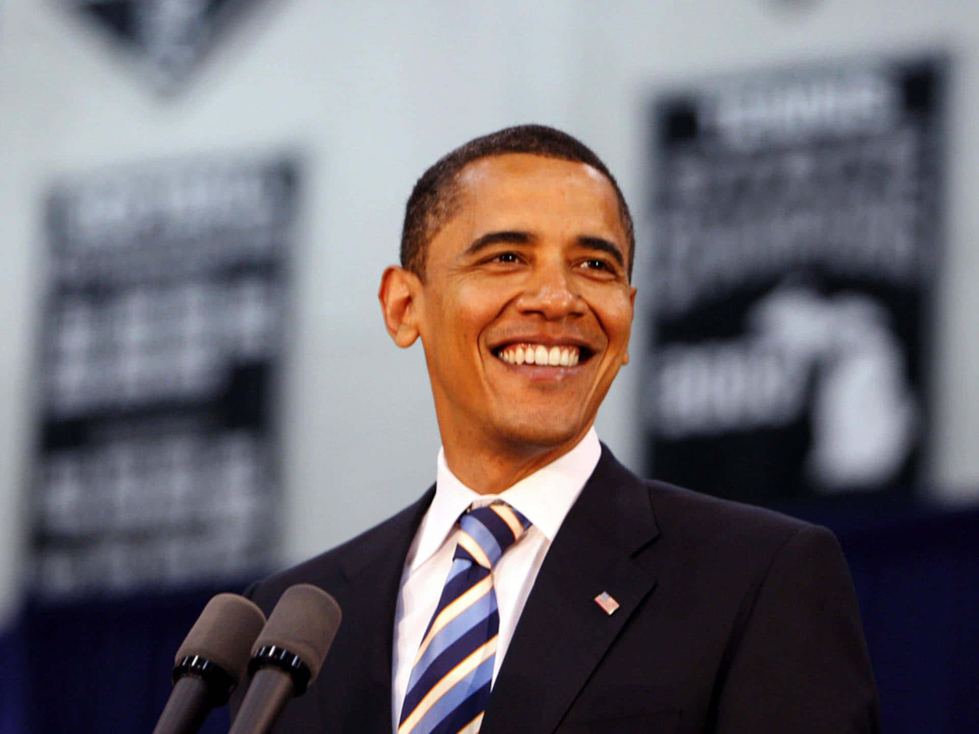 President Barack Obama speaking at a rally in New York