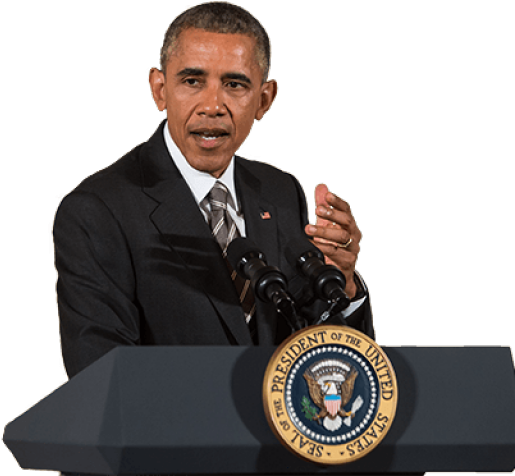 Download Barack Obama Speakingat Podium | Wallpapers.com