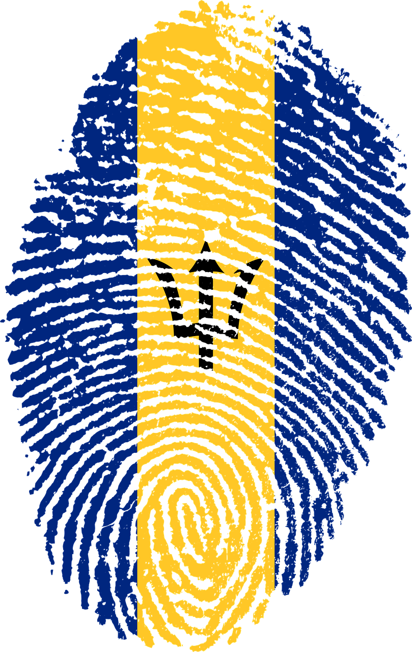 Barbados Fingerprint Flag Art PNG