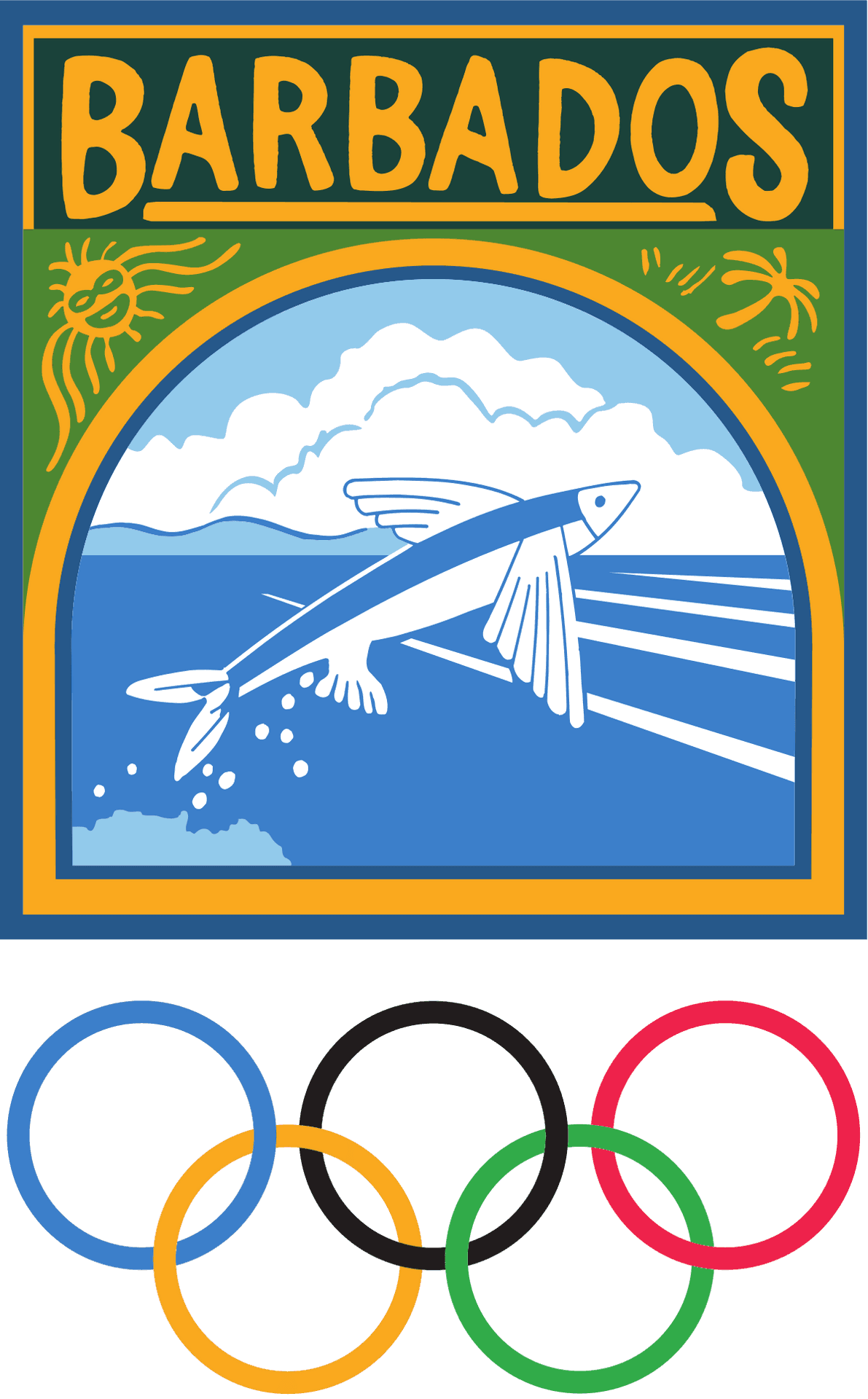 Barbados Flying Fish Olympic Rings Poster PNG