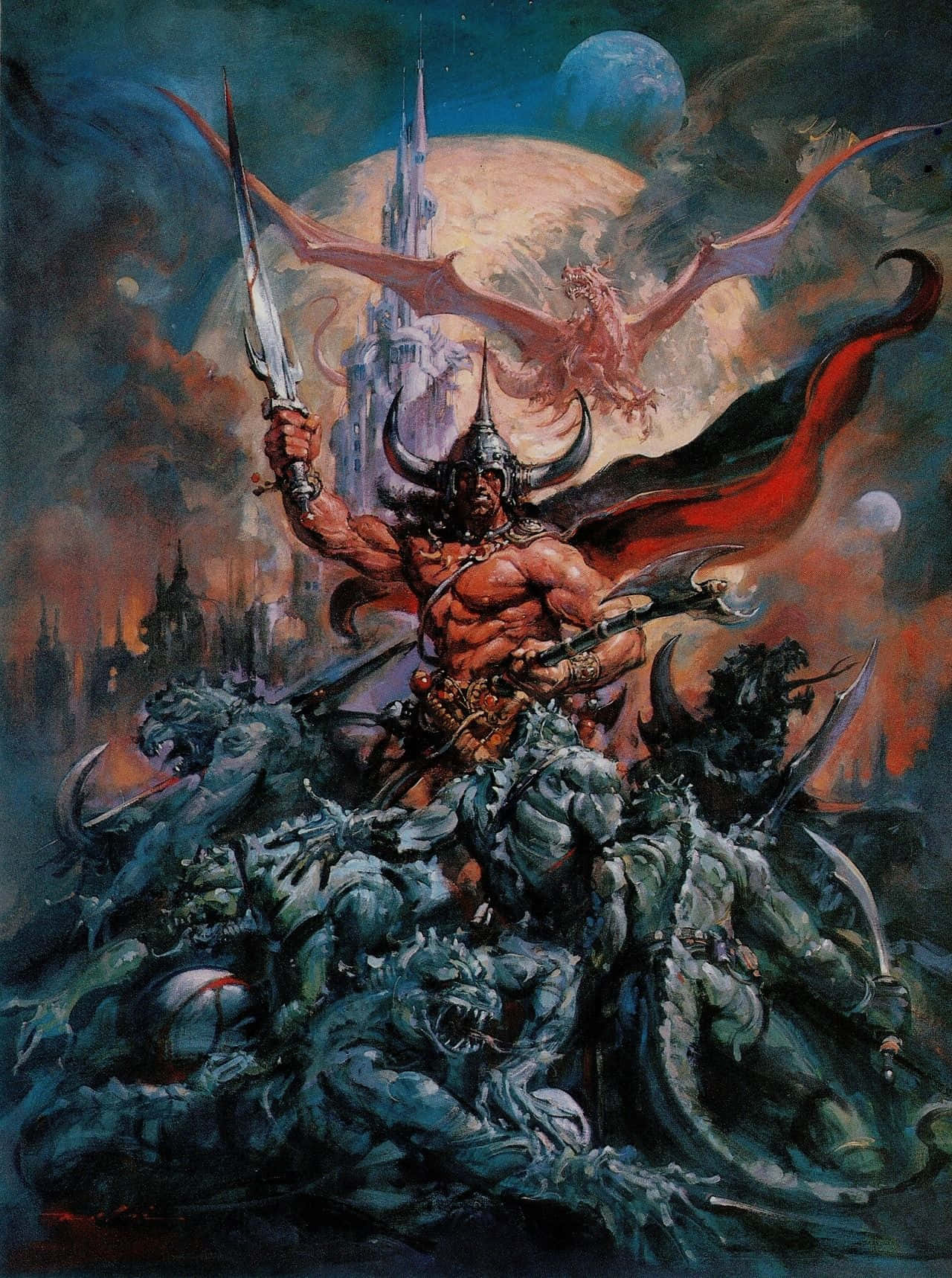 Barbarian_ Hero_ Battles_ Demons_ Castle_ Backdrop Wallpaper