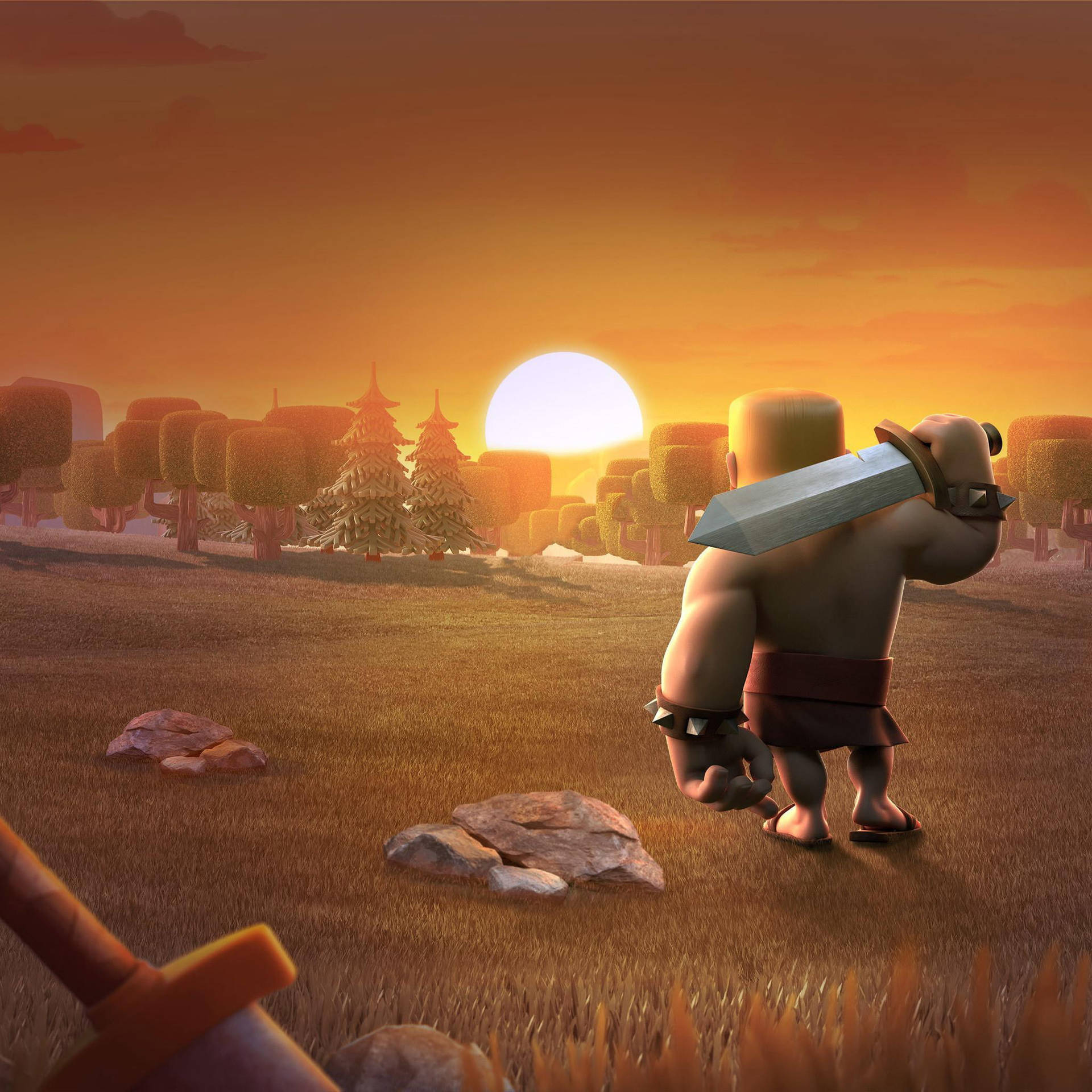 Barbarian Watching Sunset Clash Of Clans Background