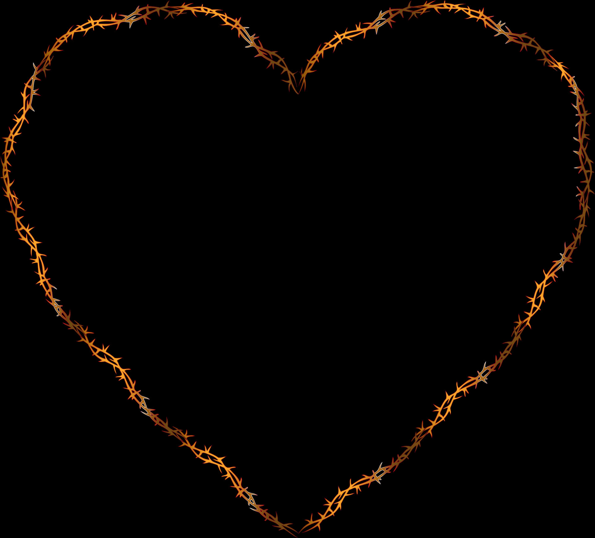 Barbed Wire Heart Outline PNG