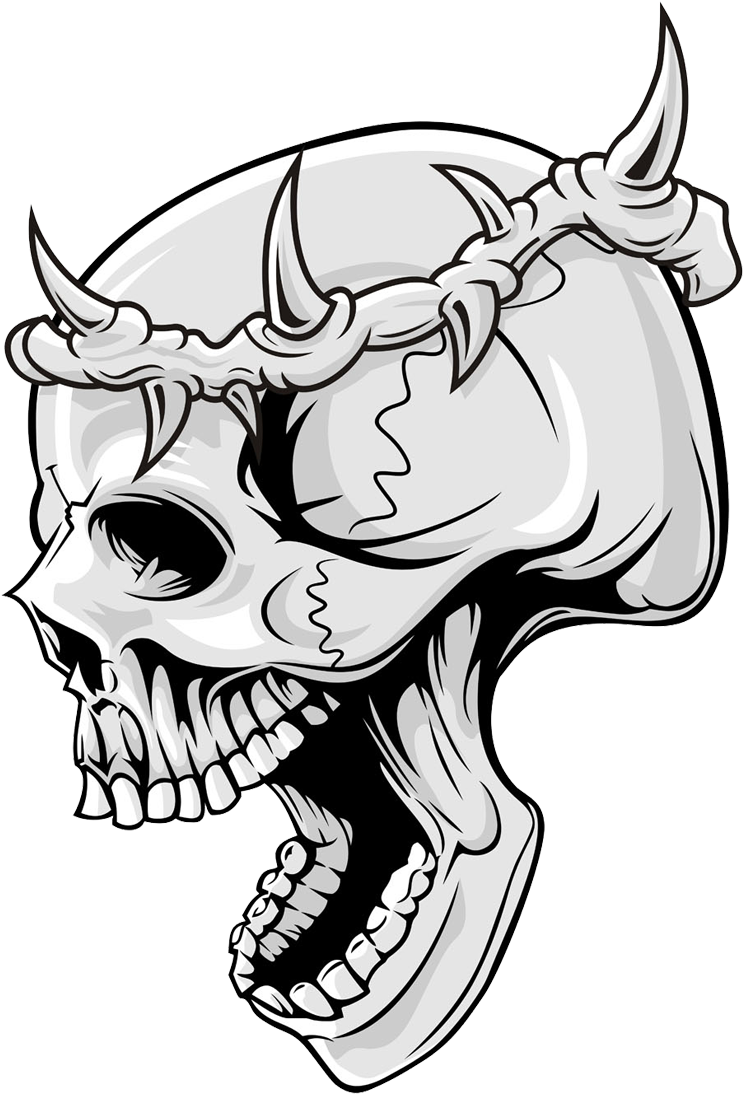 Barbed Wire Horned Skull Graphic PNG