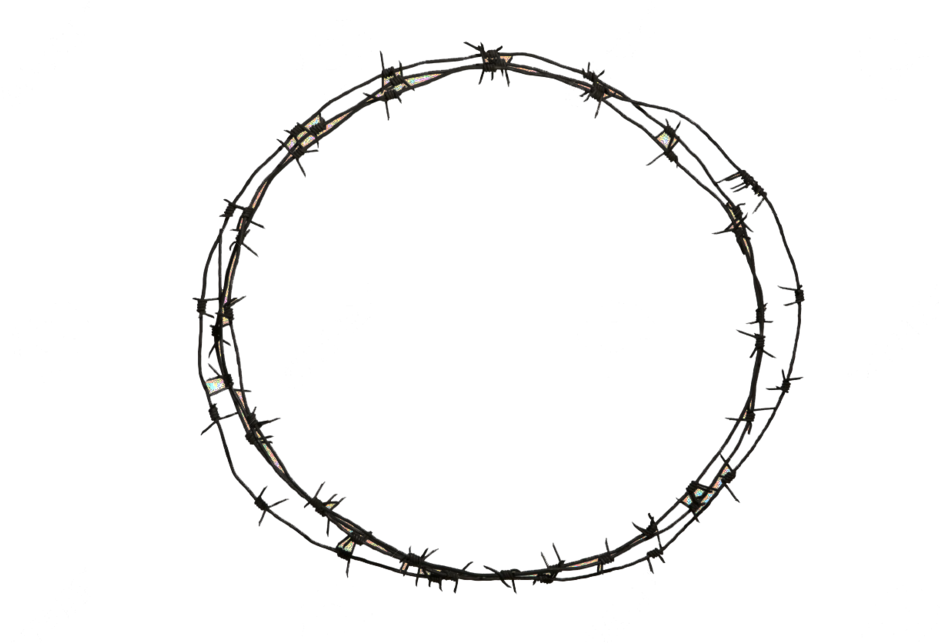 Barbed Wire Loop Against Blue Background PNG