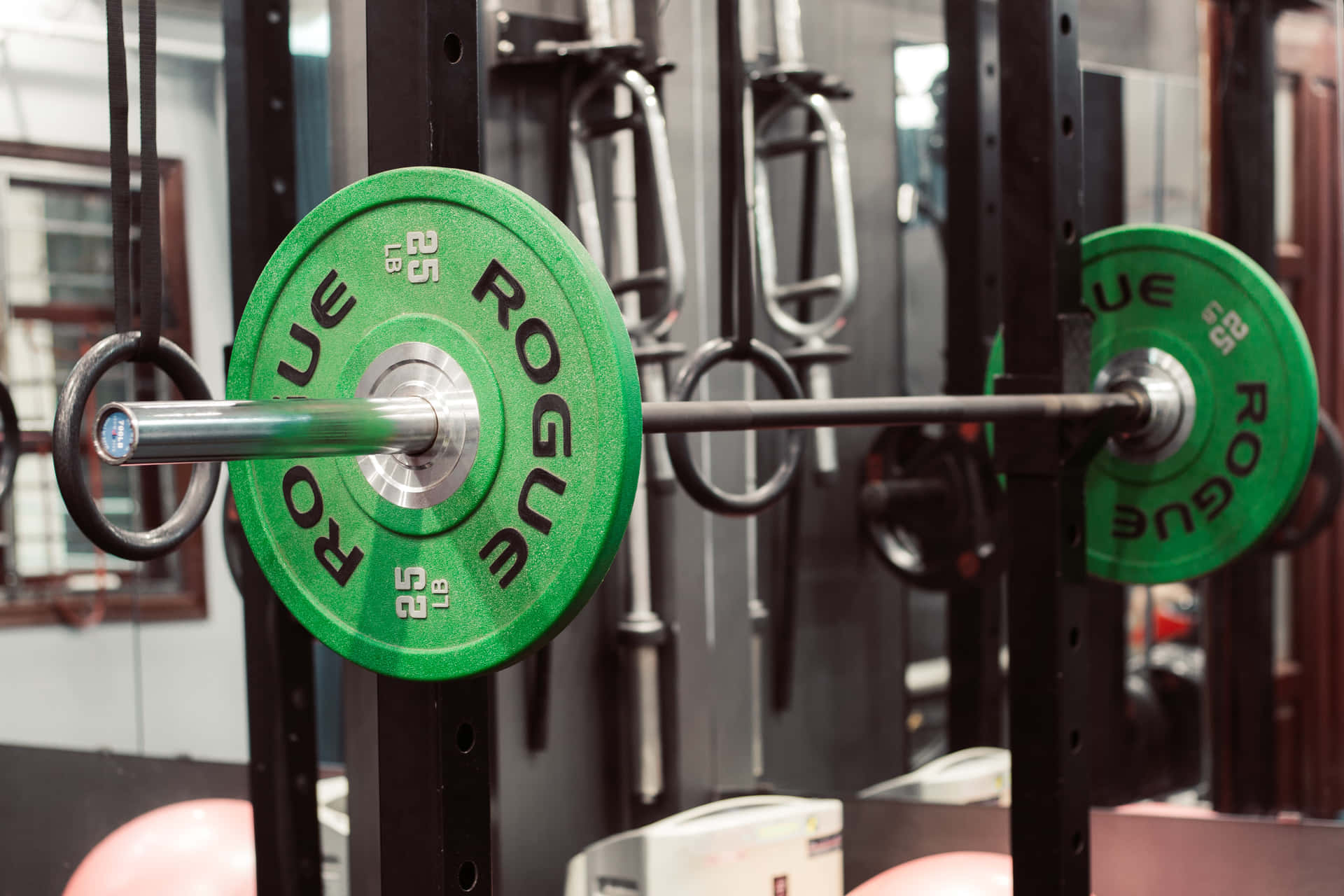 A Gym With Green Weights And Balls