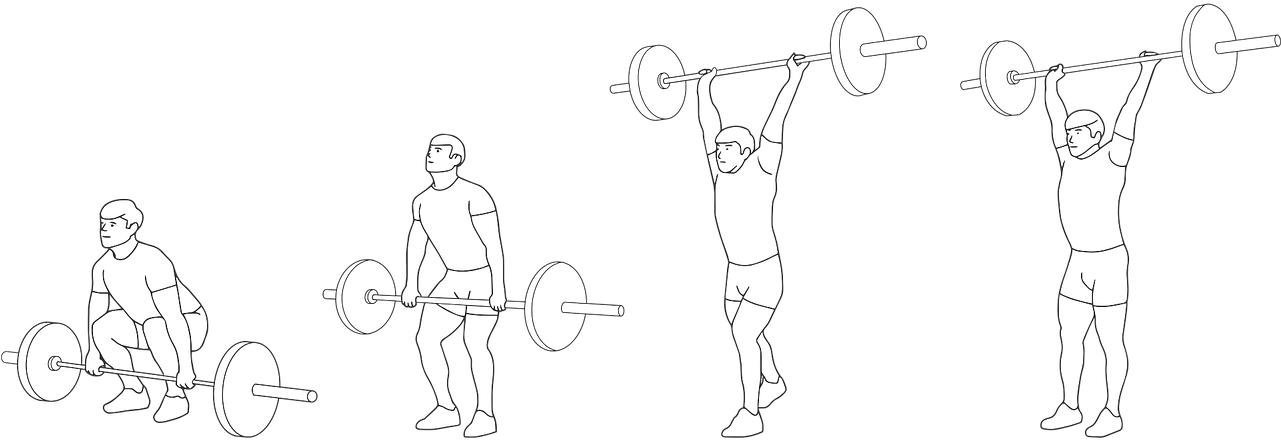 Barbell Snatch Sequence Illustration PNG