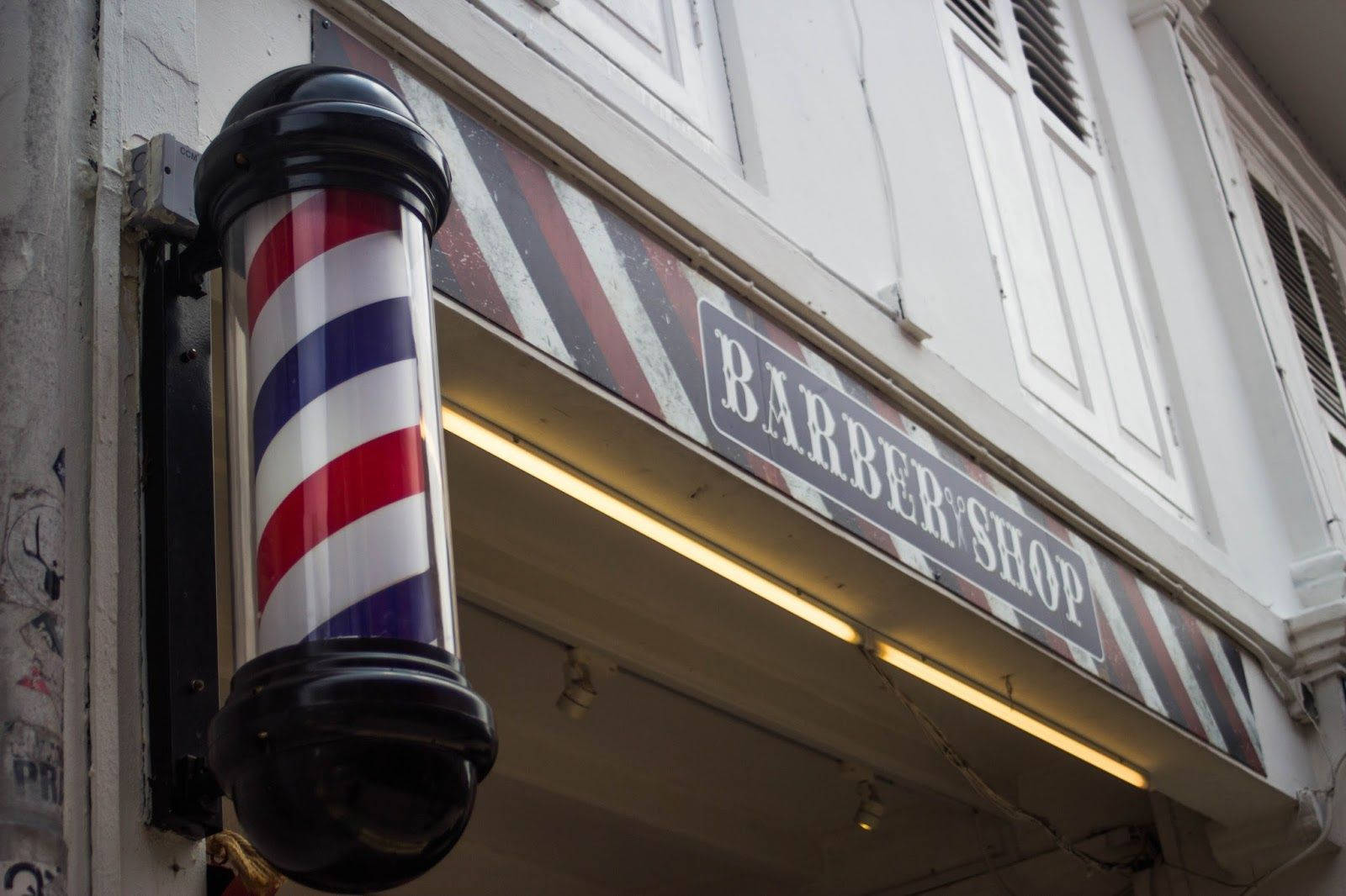 Barber Pole Beside Shop Wallpaper