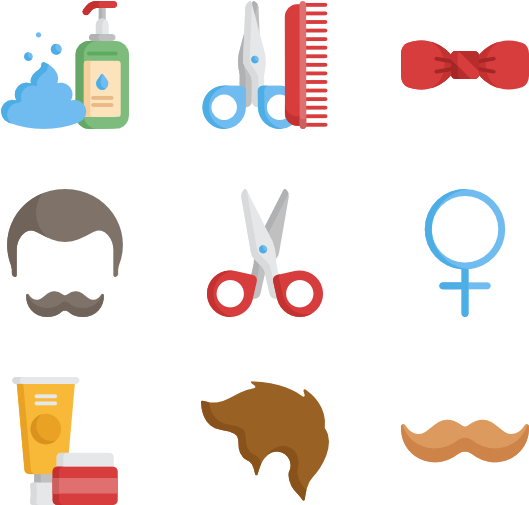 Barber Shop Essentials Icons PNG