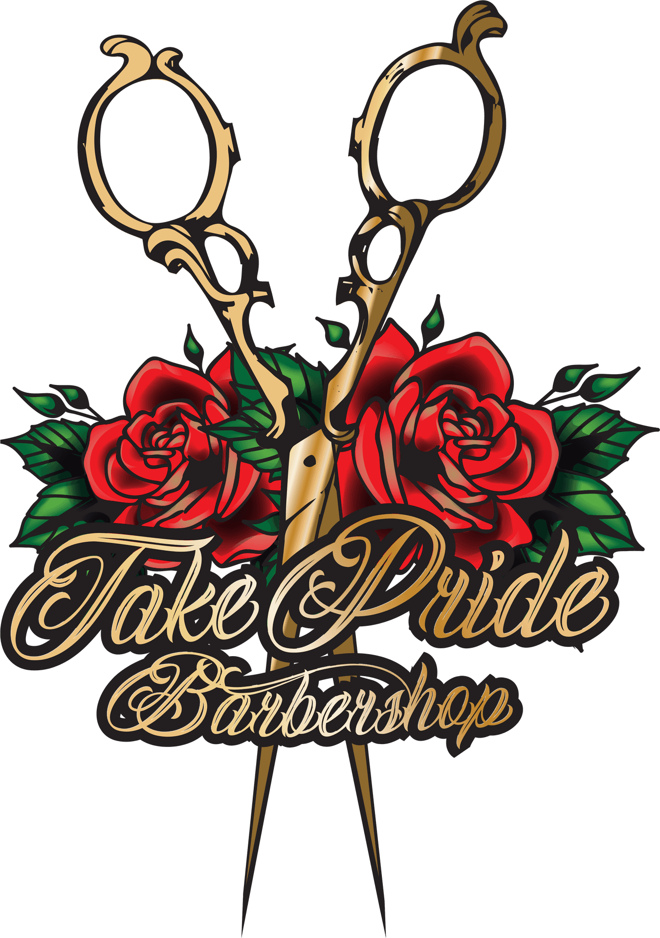 Barbershop Logowith Scissorsand Roses PNG