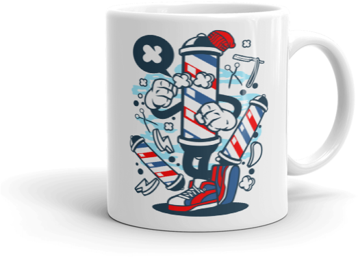 Barbershop Themed Mug Design PNG