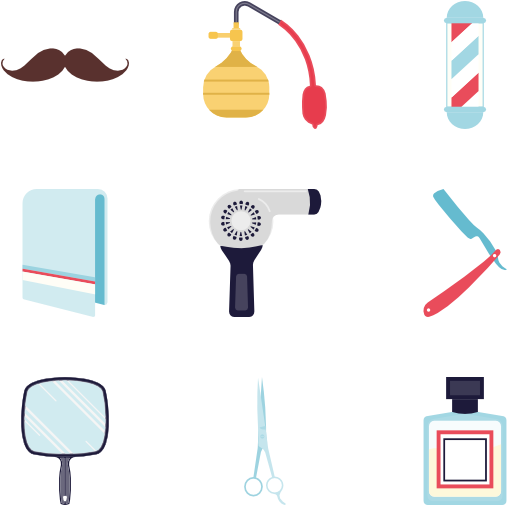 Barbershop Tools Icons PNG